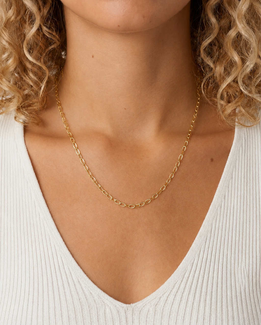 Texture Oval Chain Necklace
