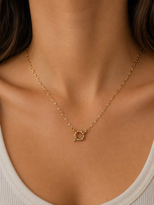 Carabiner Round Spring Ring Lip Chain Necklace