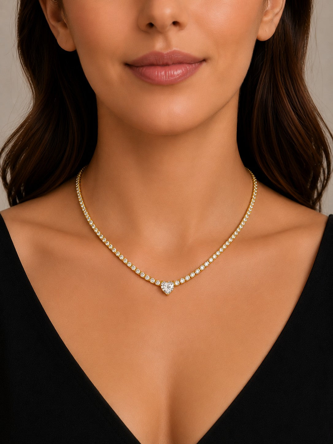 Heart Tennis Necklace