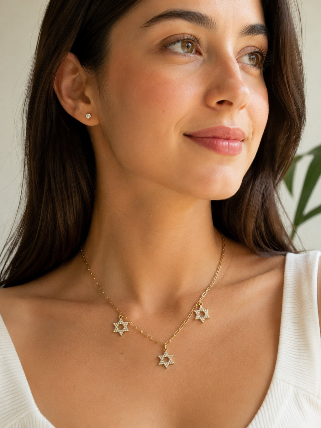 Triple Star of David Charm Necklace