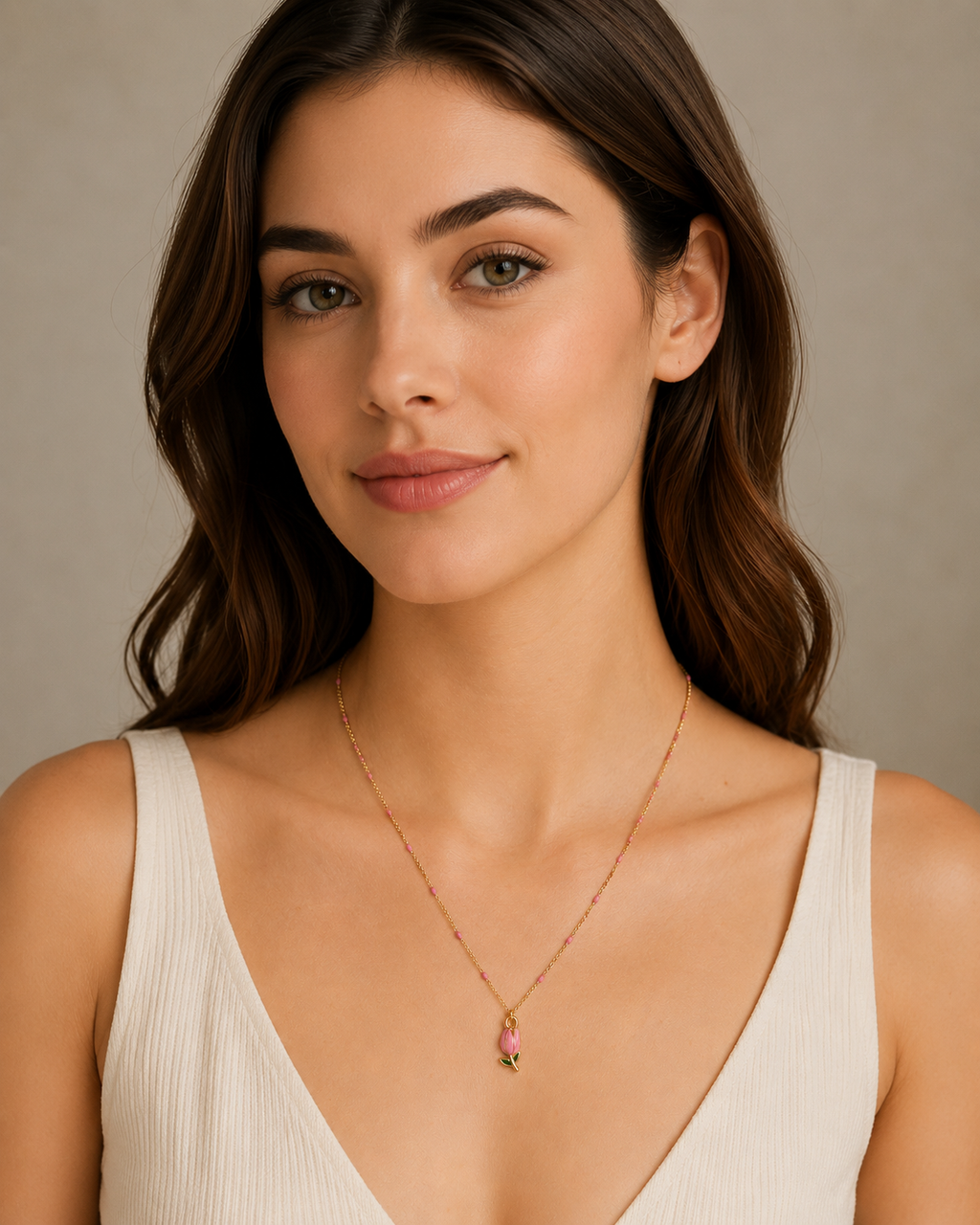 Tulip Pink Chain Necklace