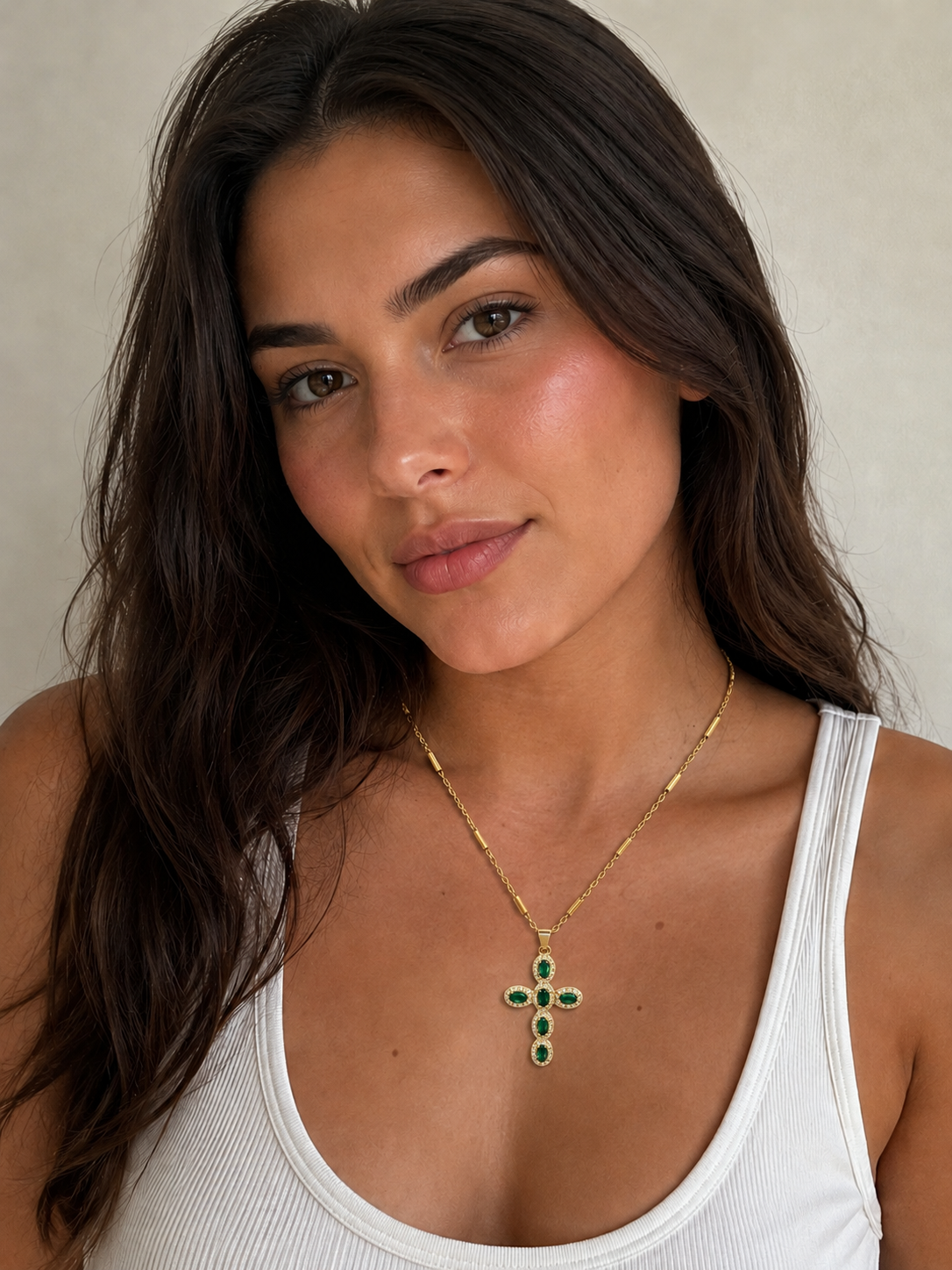 Cross Pave Zirconia Necklace