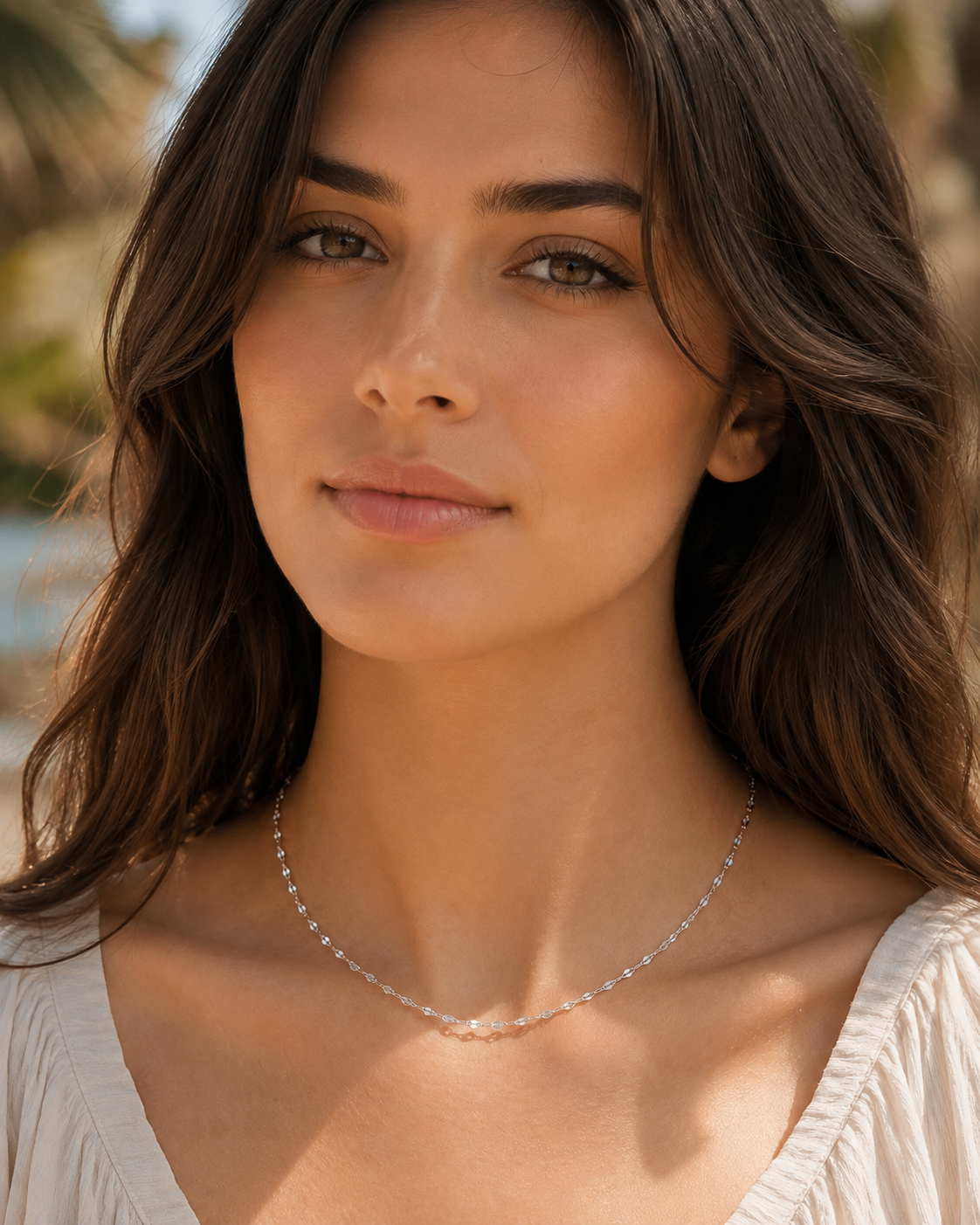 Thin Diamond Cut Lip Chain Necklace