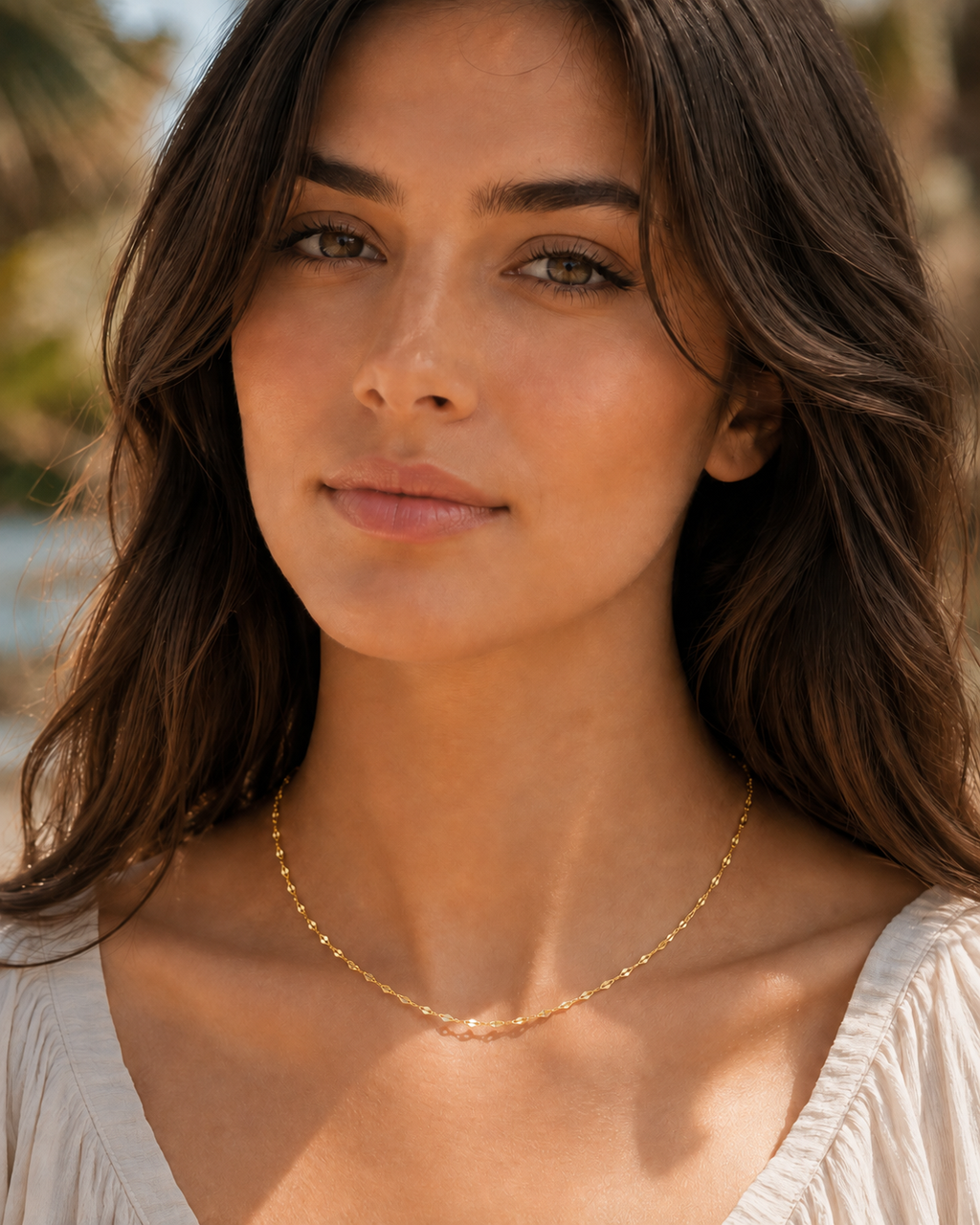 Thin Diamond Cut Lip Chain Necklace