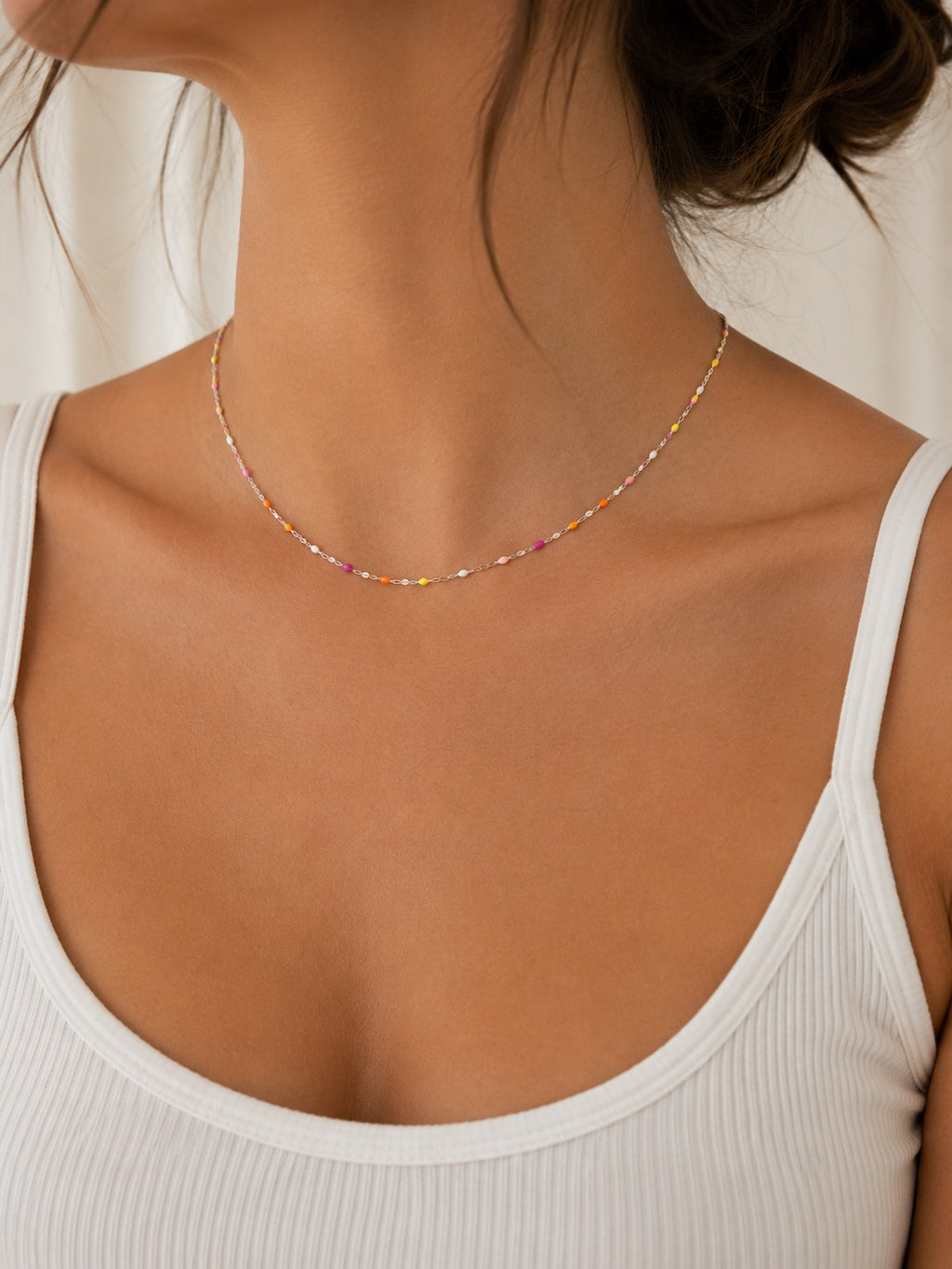 Enamel Lip Chain Necklace