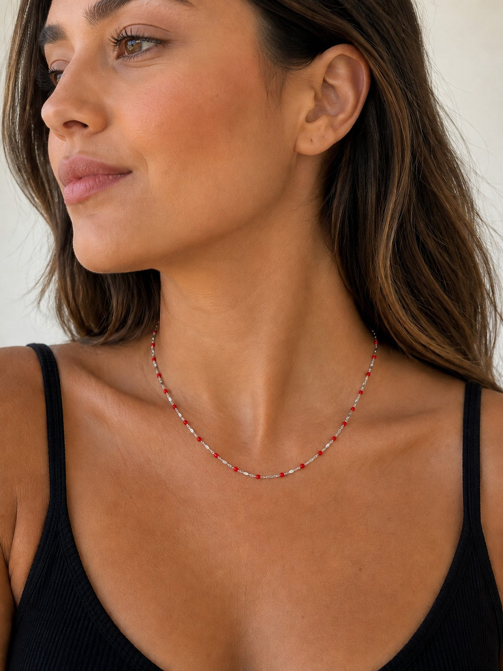 Enamel Lip Chain Necklace