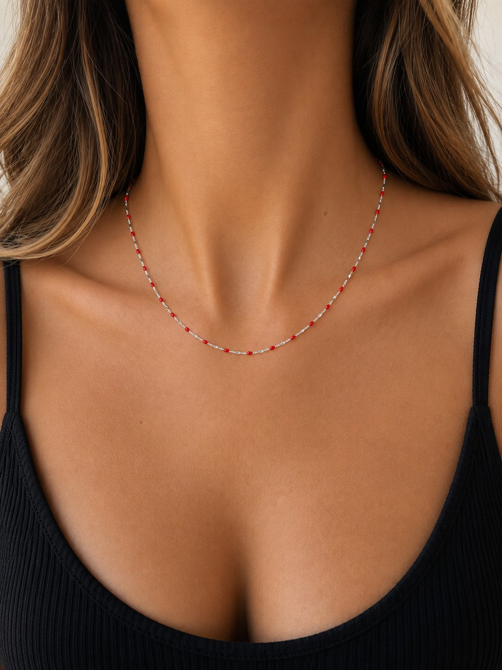 Enamel Lip Chain Necklace