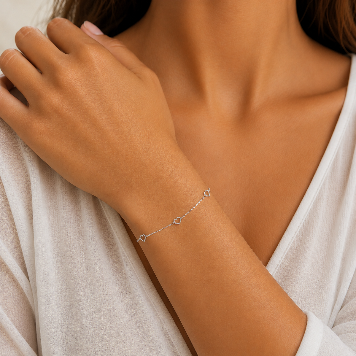 Mini Open Heart Station Necklace Bracelet