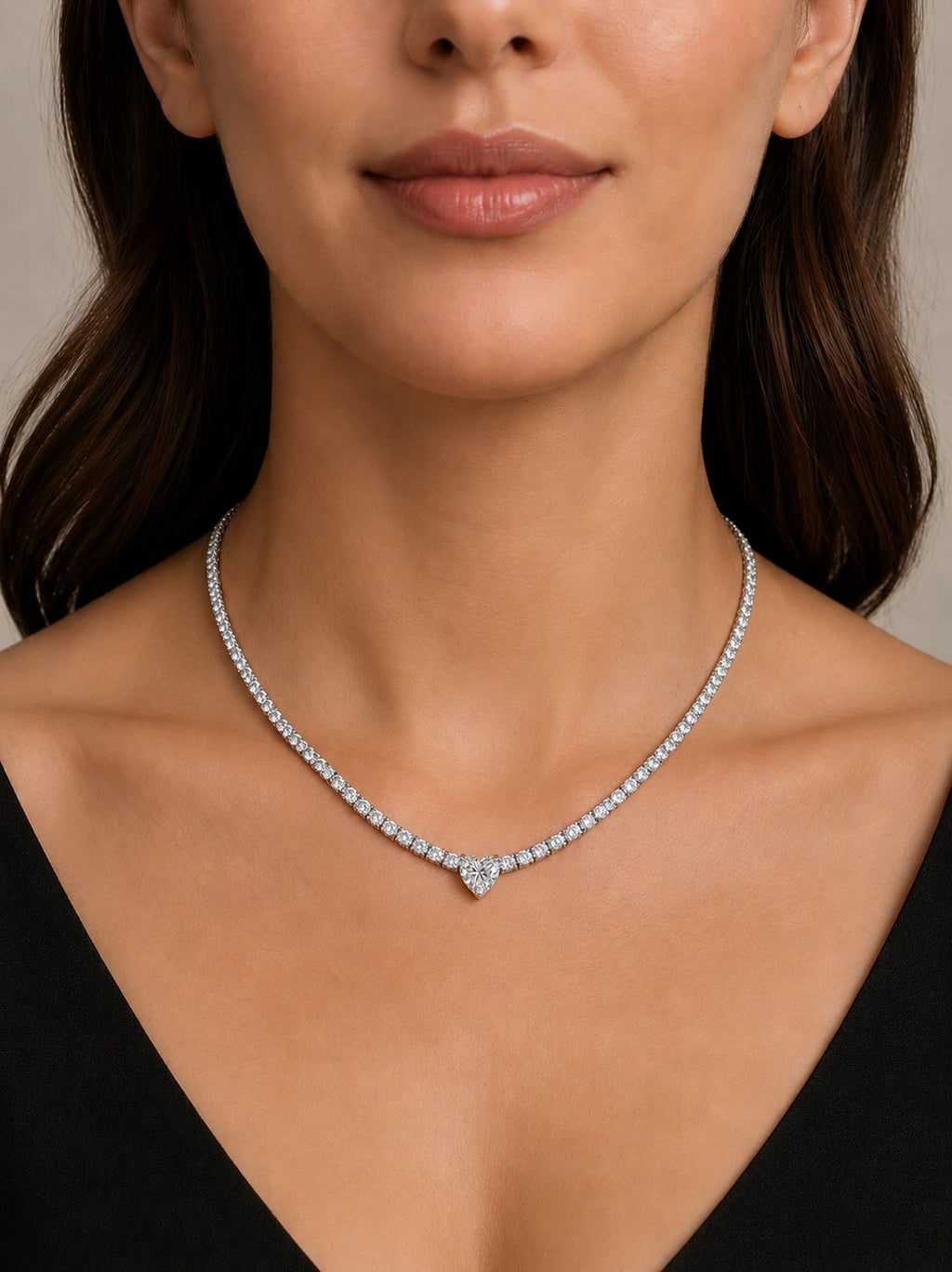 Heart Tennis Necklace