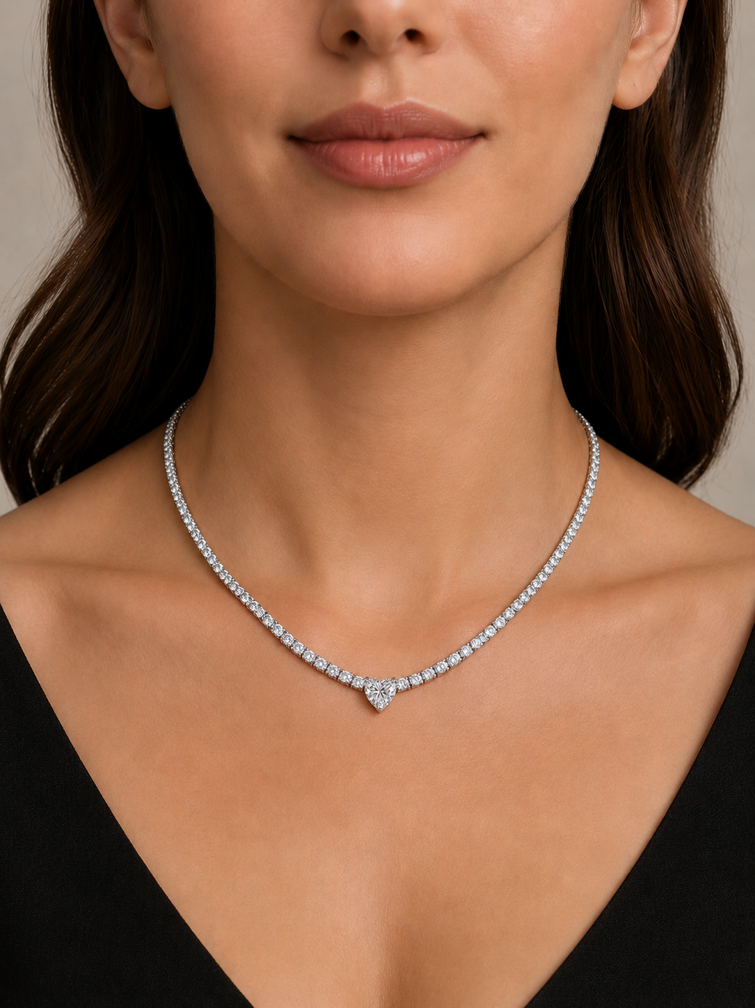 Tennis Middle of Heart Necklace