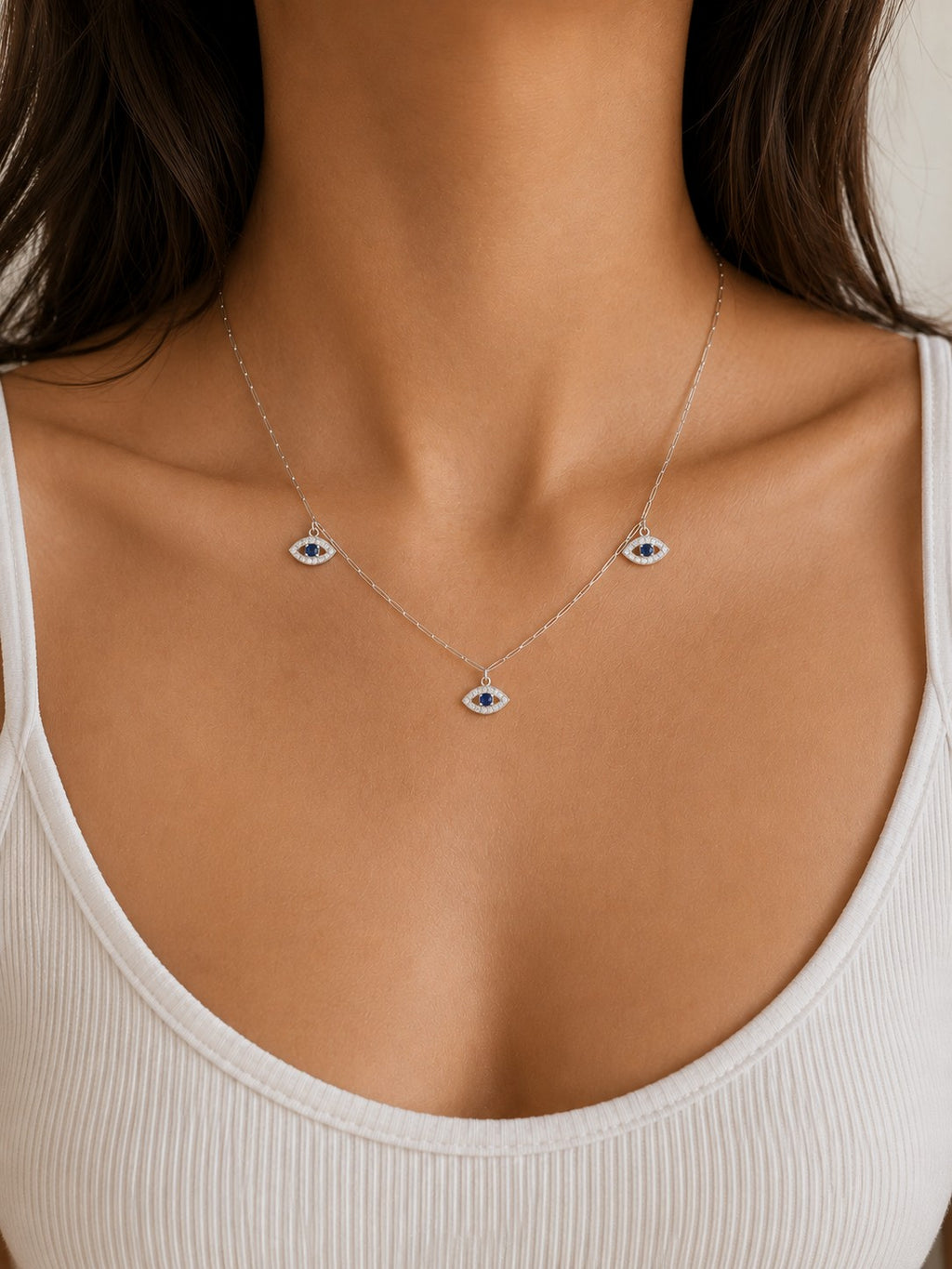 Triple Evil Eye Charm Necklace
