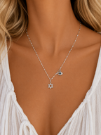 Star David with Evil Eye Charm Necklace