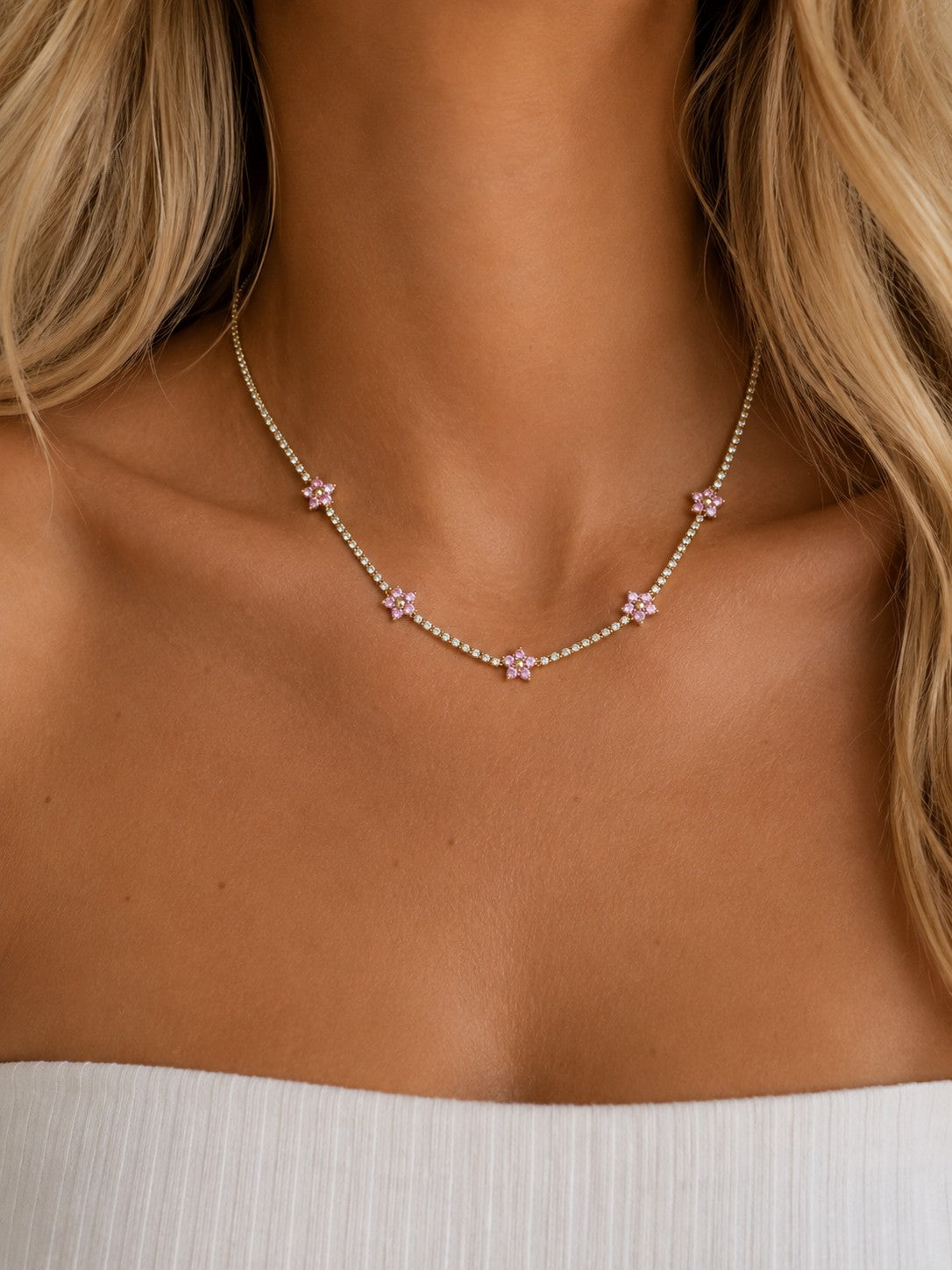 Tennis Flower Necklace