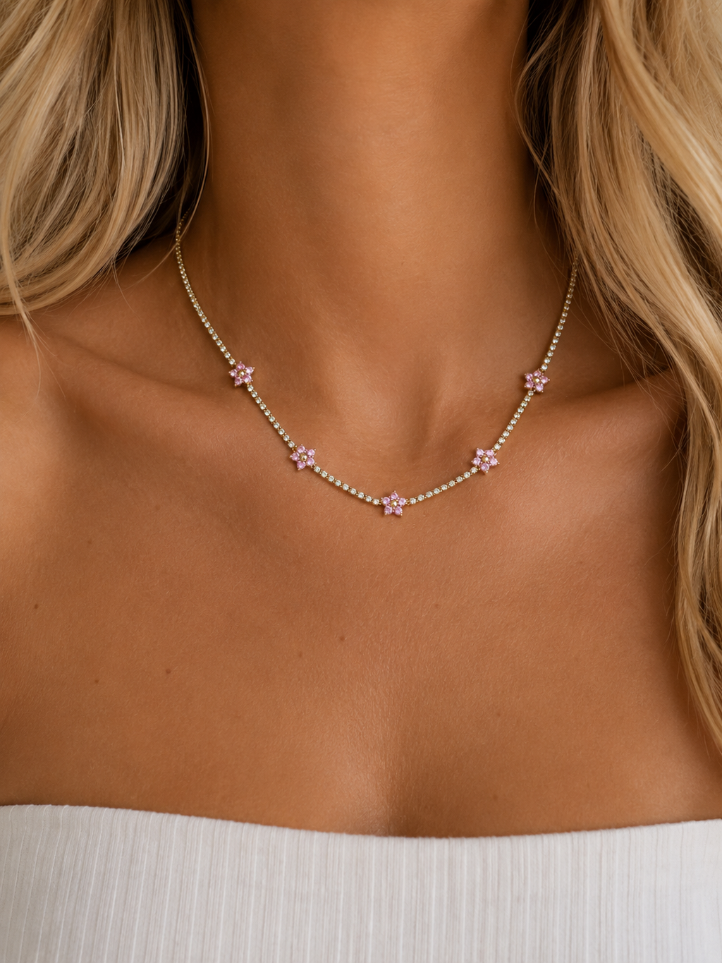 Tennis Flower Necklace