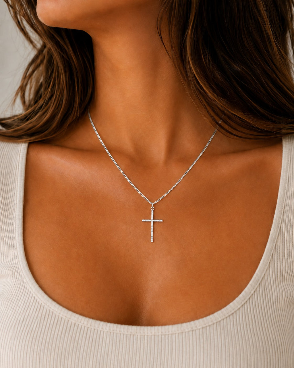 Pavé Cross Pendant Necklace