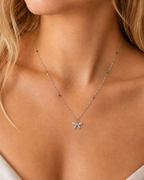 Mini Bow Zirconia Colorful Chain Necklace