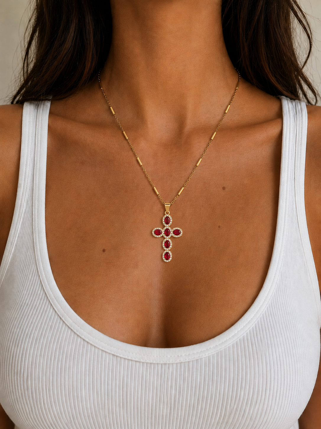 Cross Pave Zirconia Necklace