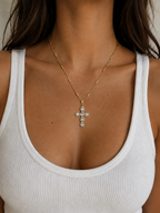 Cross Pave Zirconia Necklace