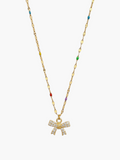 Mini Bow Zirconia Colorful Chain Necklace