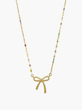 Bow Side Hang Colorful Chain Necklace