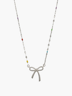 Bow Side Hang Colorful Chain Necklace