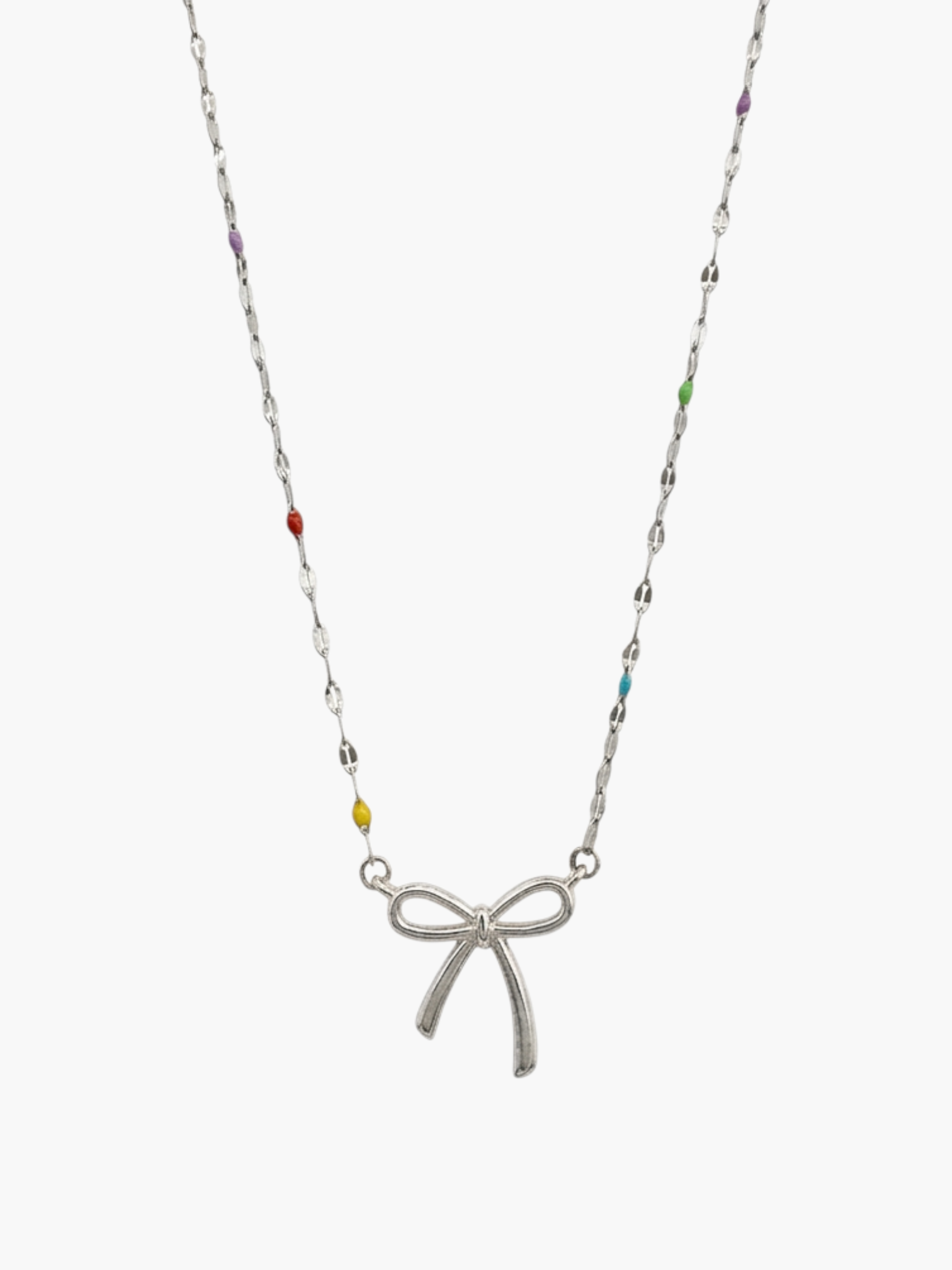 Bow Side Hang Colorful Chain Necklace