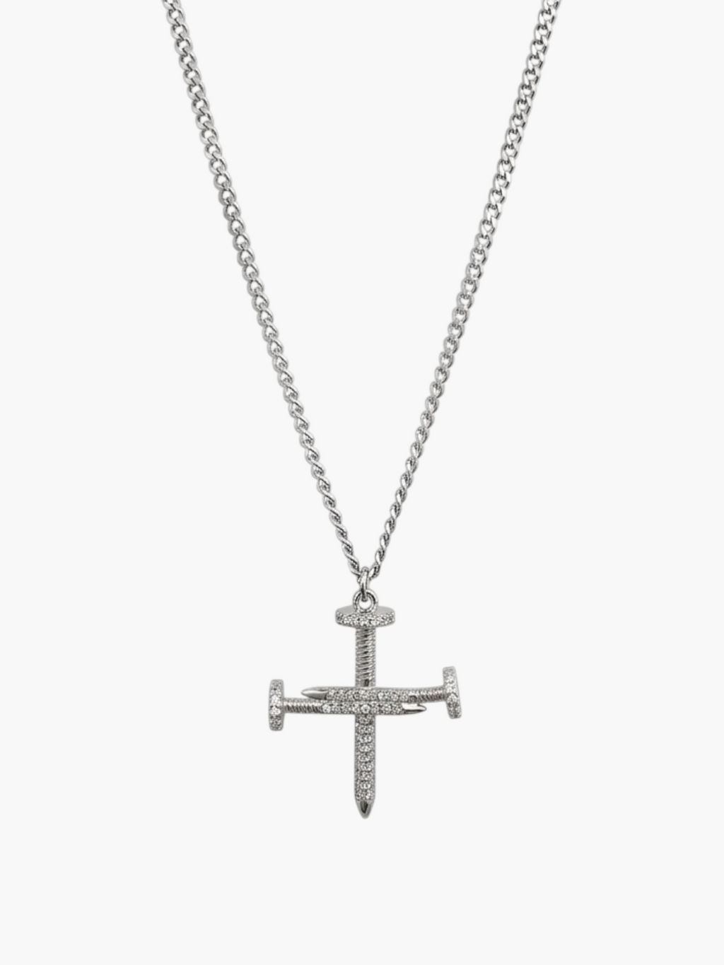 Cross Nail Zirconia Necklace