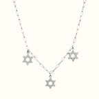 Triple Star of David Charm Necklace