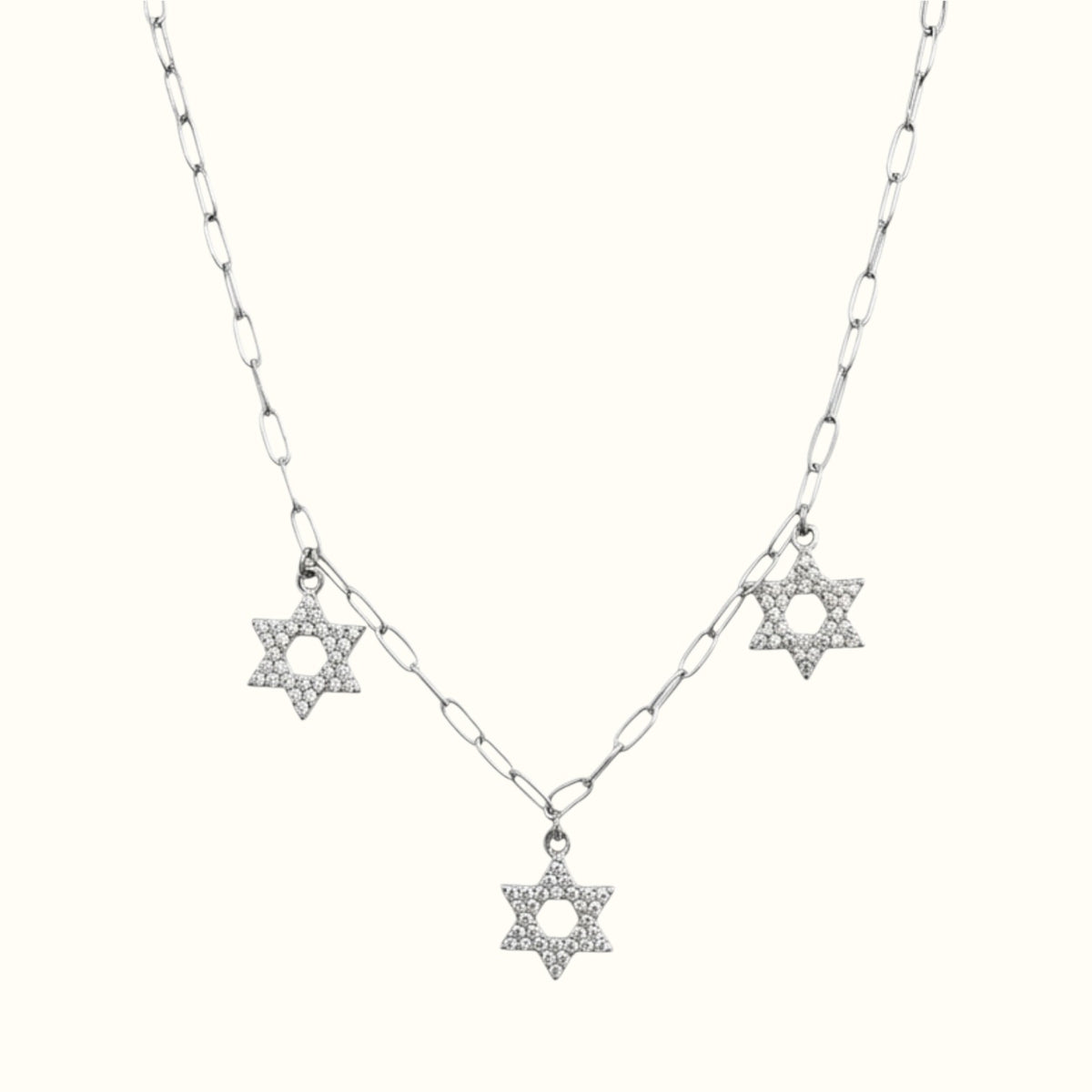 Triple Star of David Charm Necklace