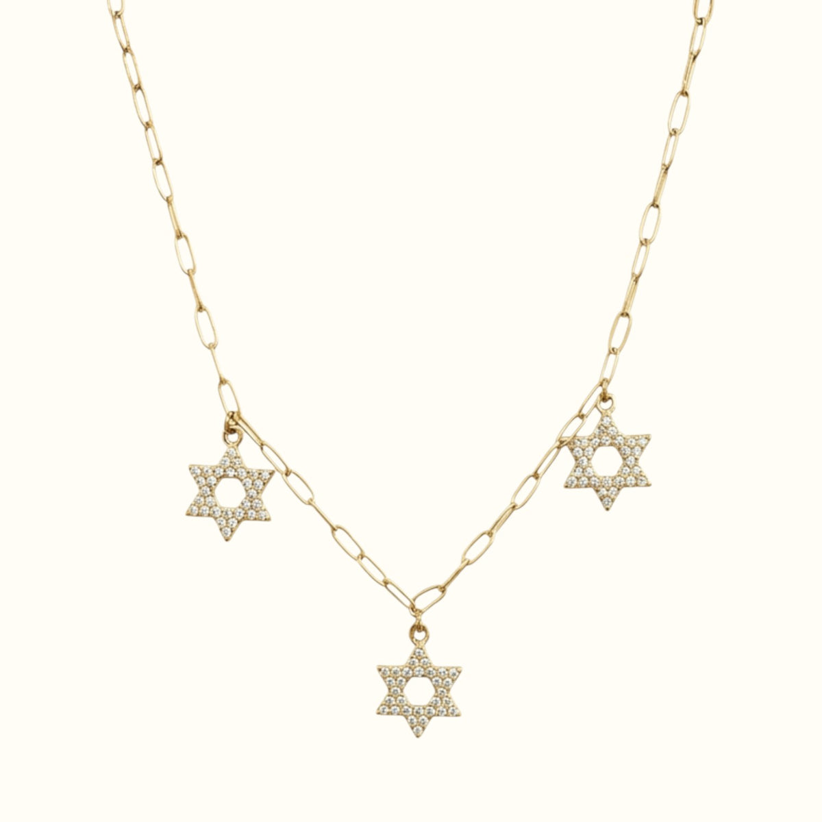 Triple Star of David Charm Necklace