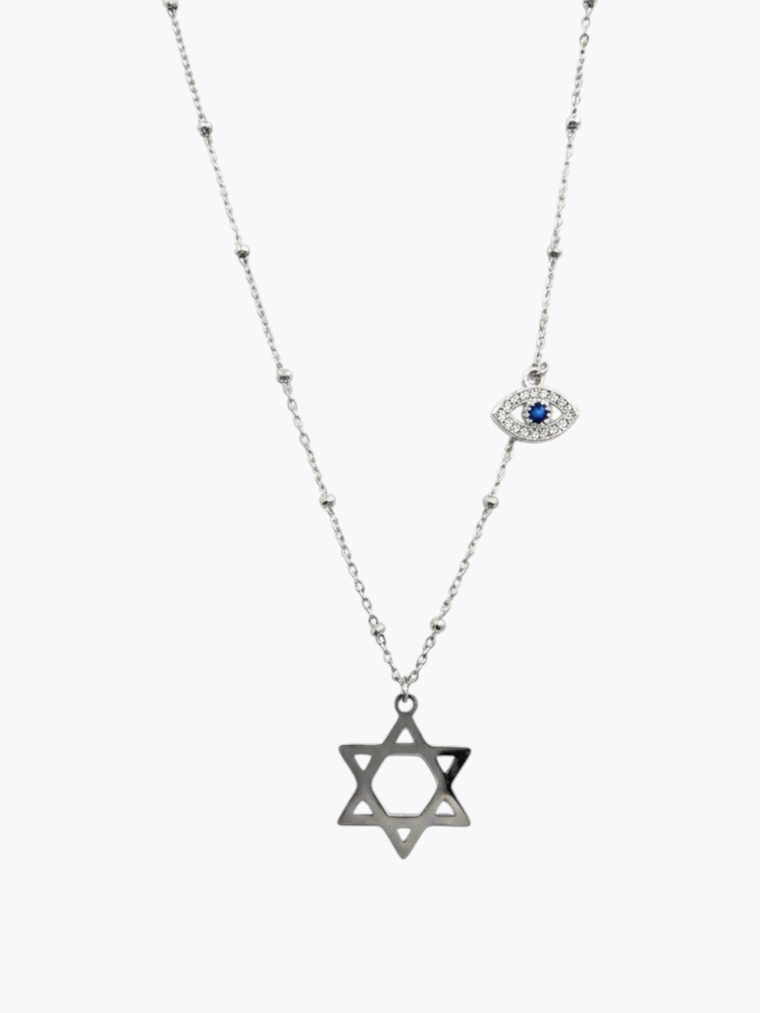 Star David Classic with Evil Eye Charm Necklace