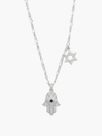 Hamsa with Star David Charm Necklace