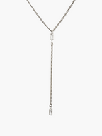 Lariat Cubic Zirconia Thin Cuban Chain Necklace