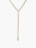 Lariat Cubic Zirconia Thin Cuban Chain Necklace