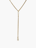 Lariat Cubic Zirconia Thin Cuban Chain Necklace