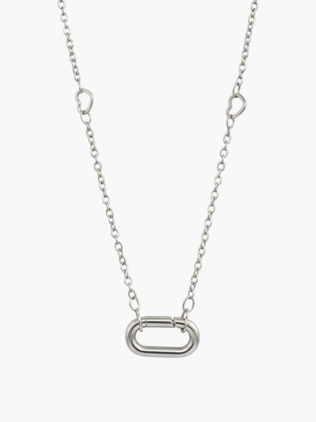 Carabiner Oval Spring Gate Heart Chain Necklace