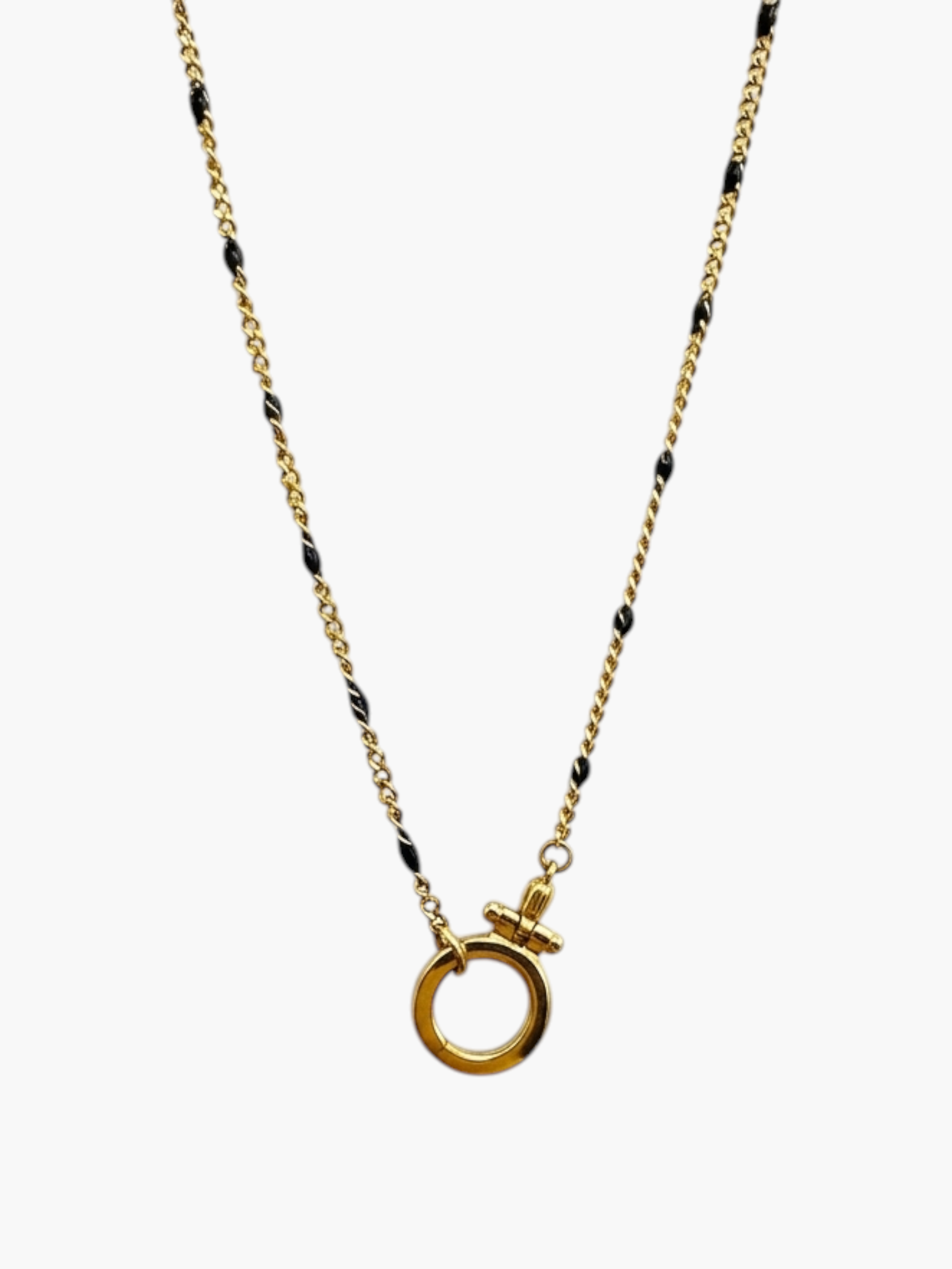 Carabiner Spring Gate with Black Chain Necklace