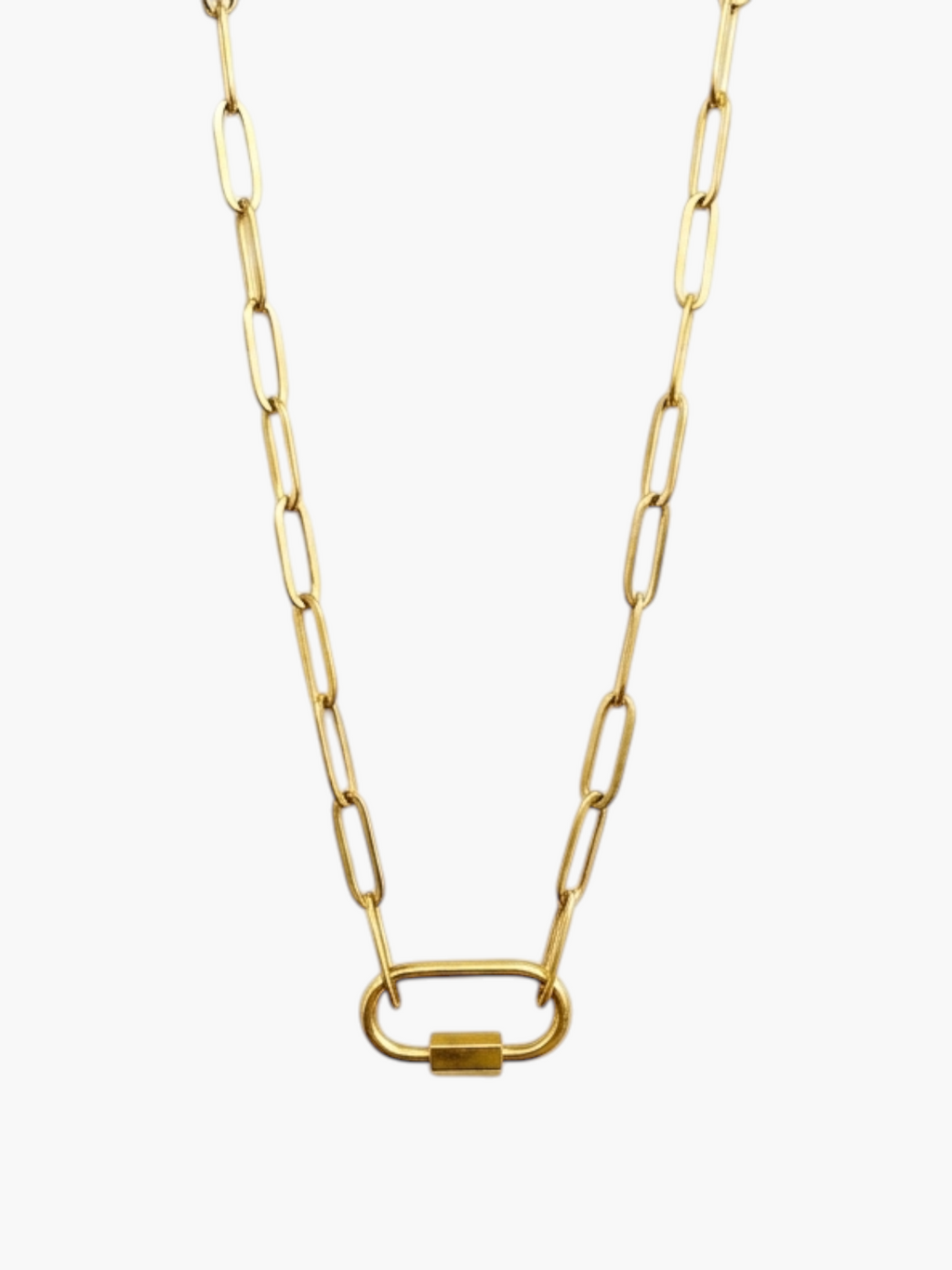 Carabiner Oval Paperclip Chain Necklace