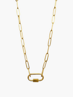 Carabiner Oval Paperclip Chain Necklace