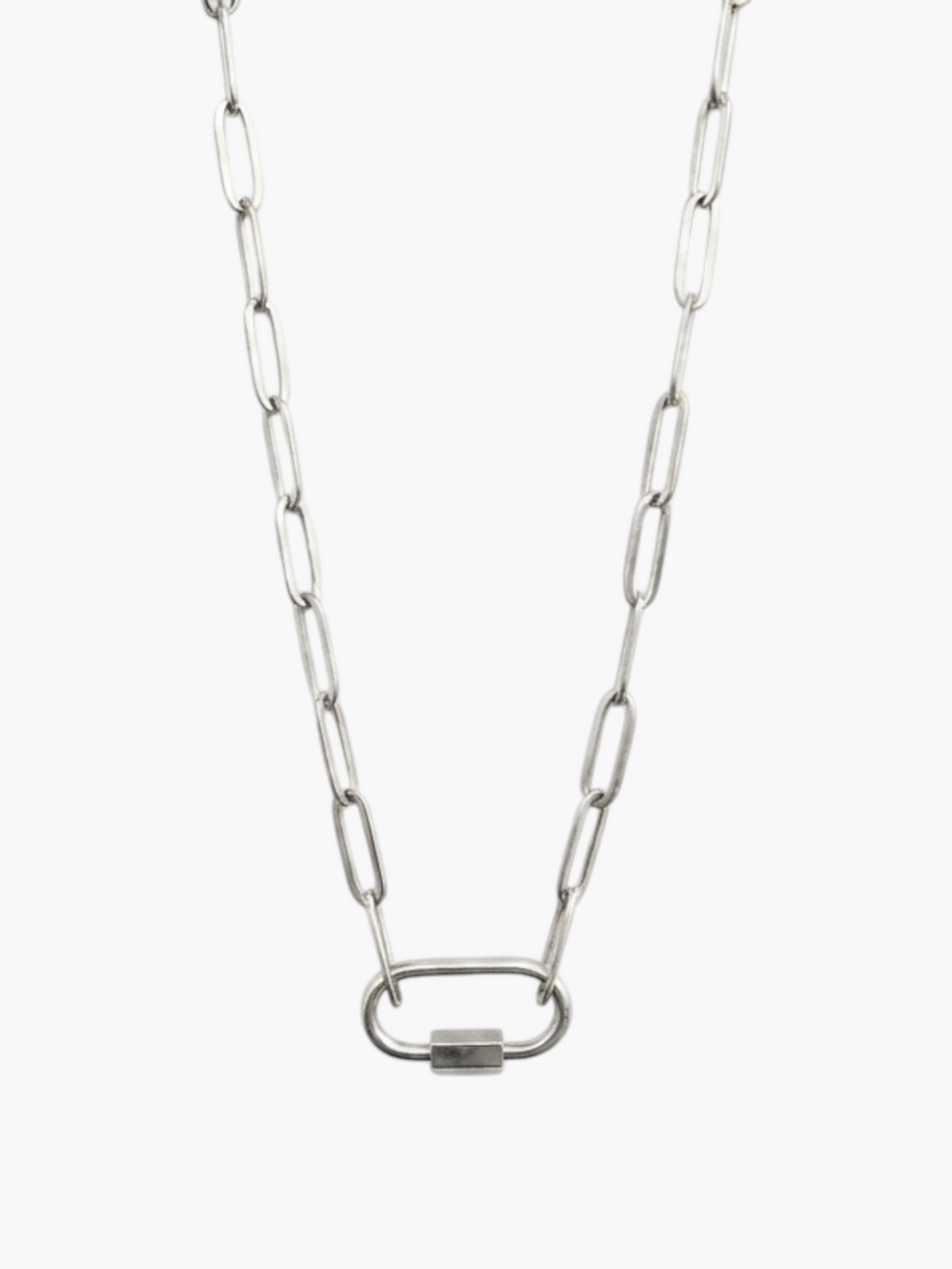 Carabiner Oval Paperclip Chain Necklace