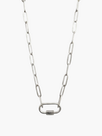 Carabiner Oval Paperclip Chain Necklace