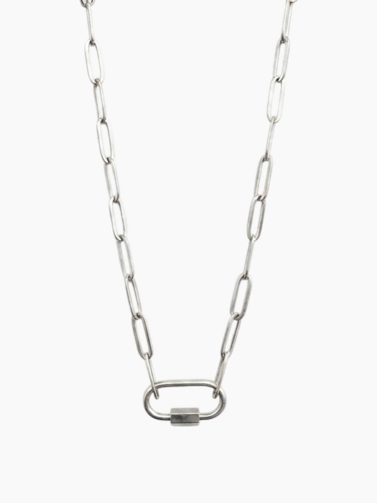 Carabiner Oval Paperclip Chain Necklace