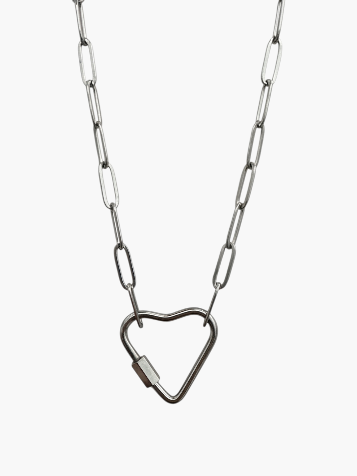Carabiner Heart Paperclip Chain Necklace