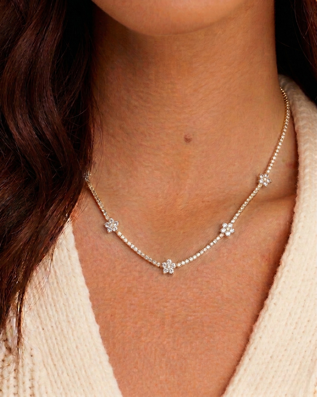 Tennis Flower Necklace