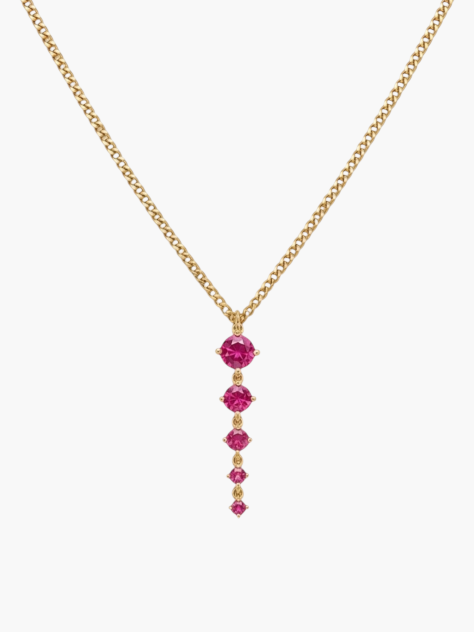 Tennis Five Links Thin Curb Chain Necklace