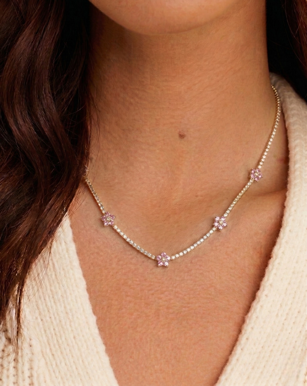 Tennis Flower Necklace