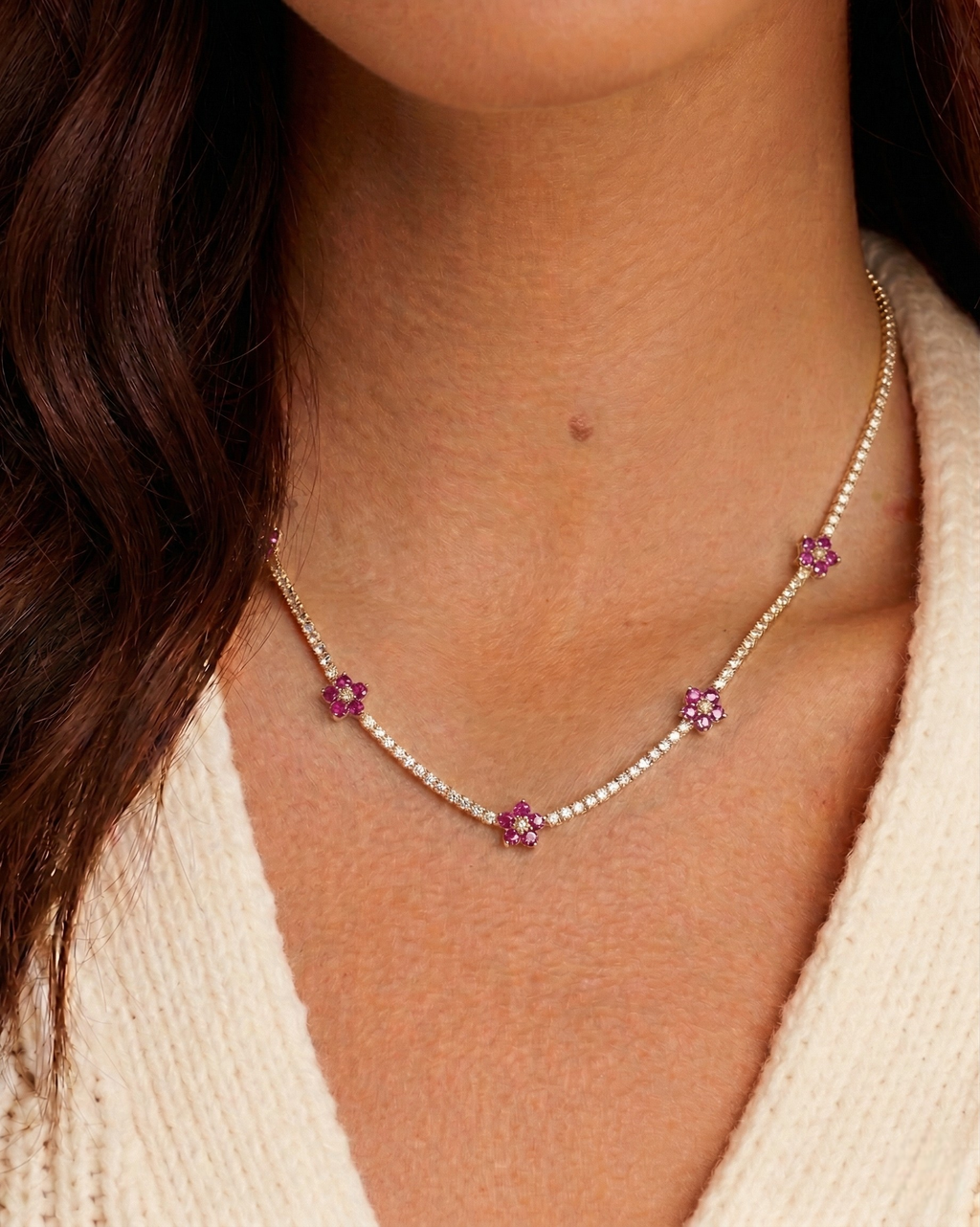 Tennis Flower Necklace