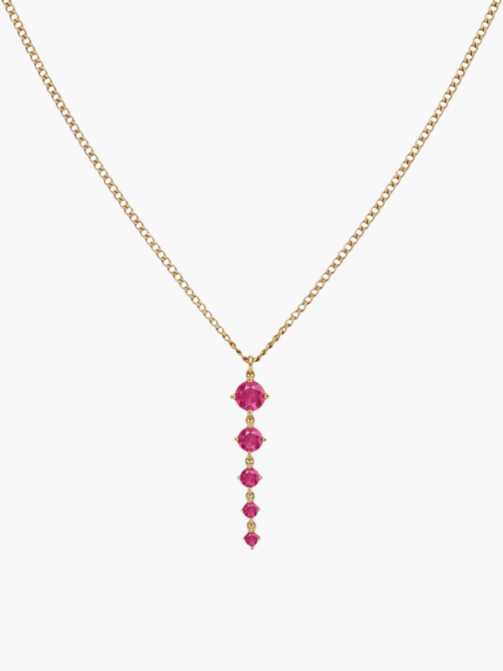 Tennis Five Links Thin Curb Chain Necklace