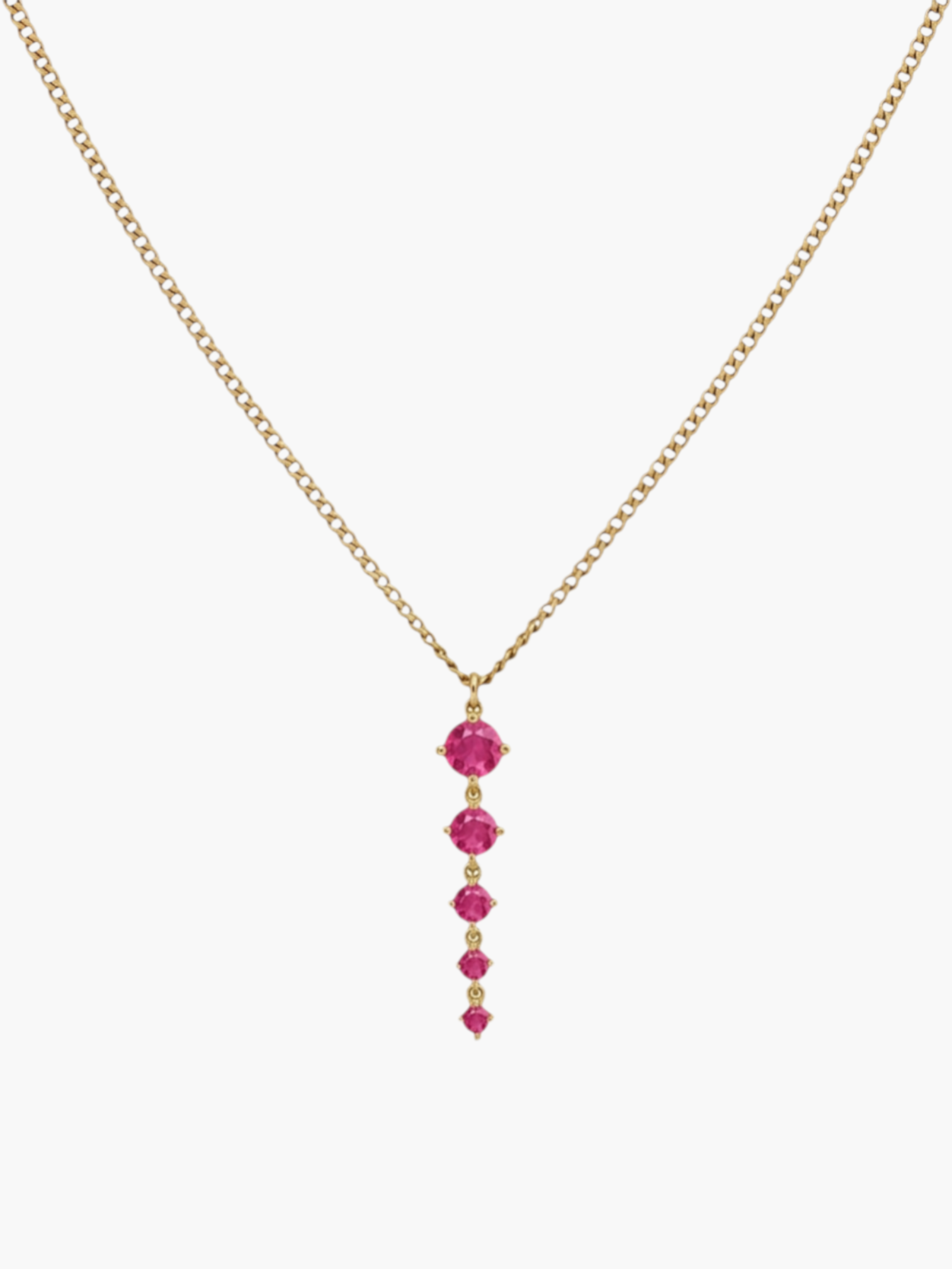 Tennis Five Links Thin Curb Chain Necklace