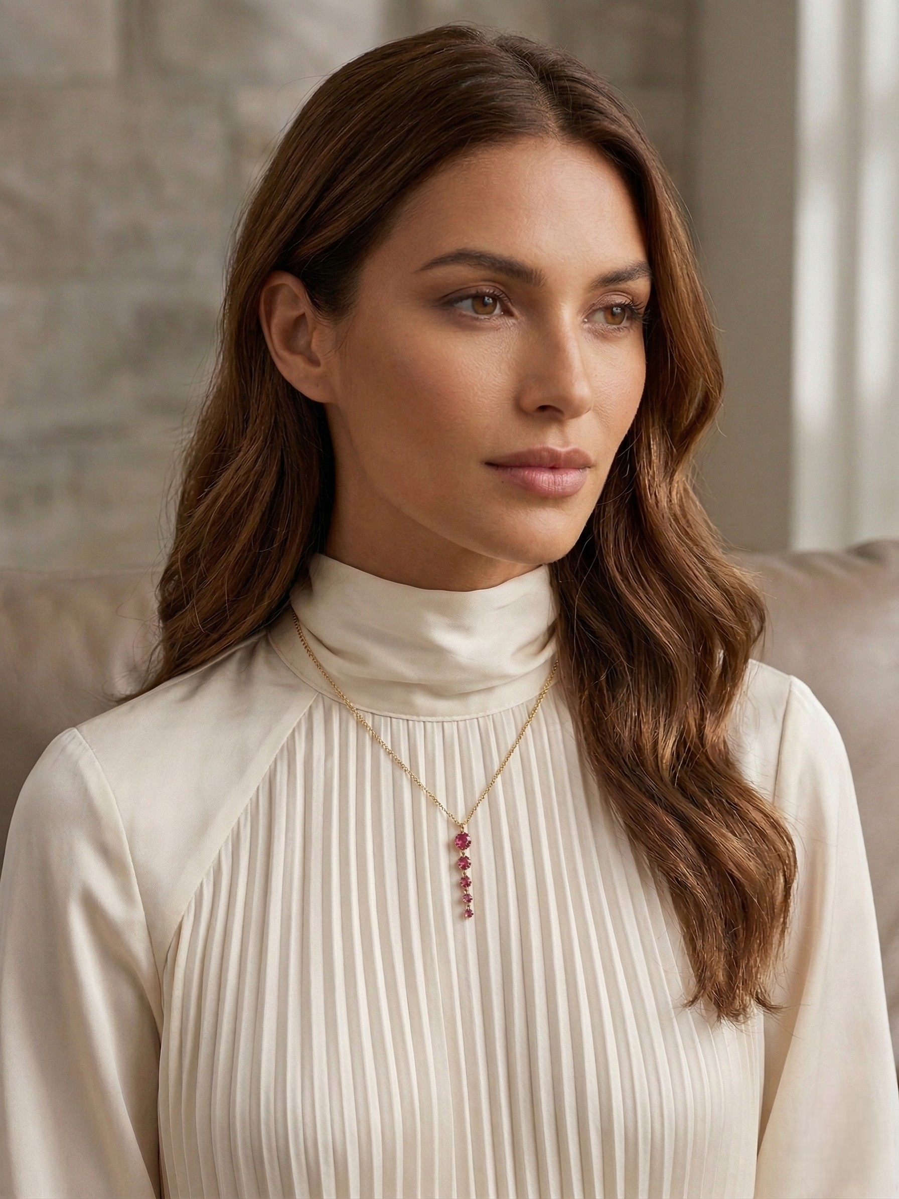 Tennis Five Links Thin Curb Chain Necklace